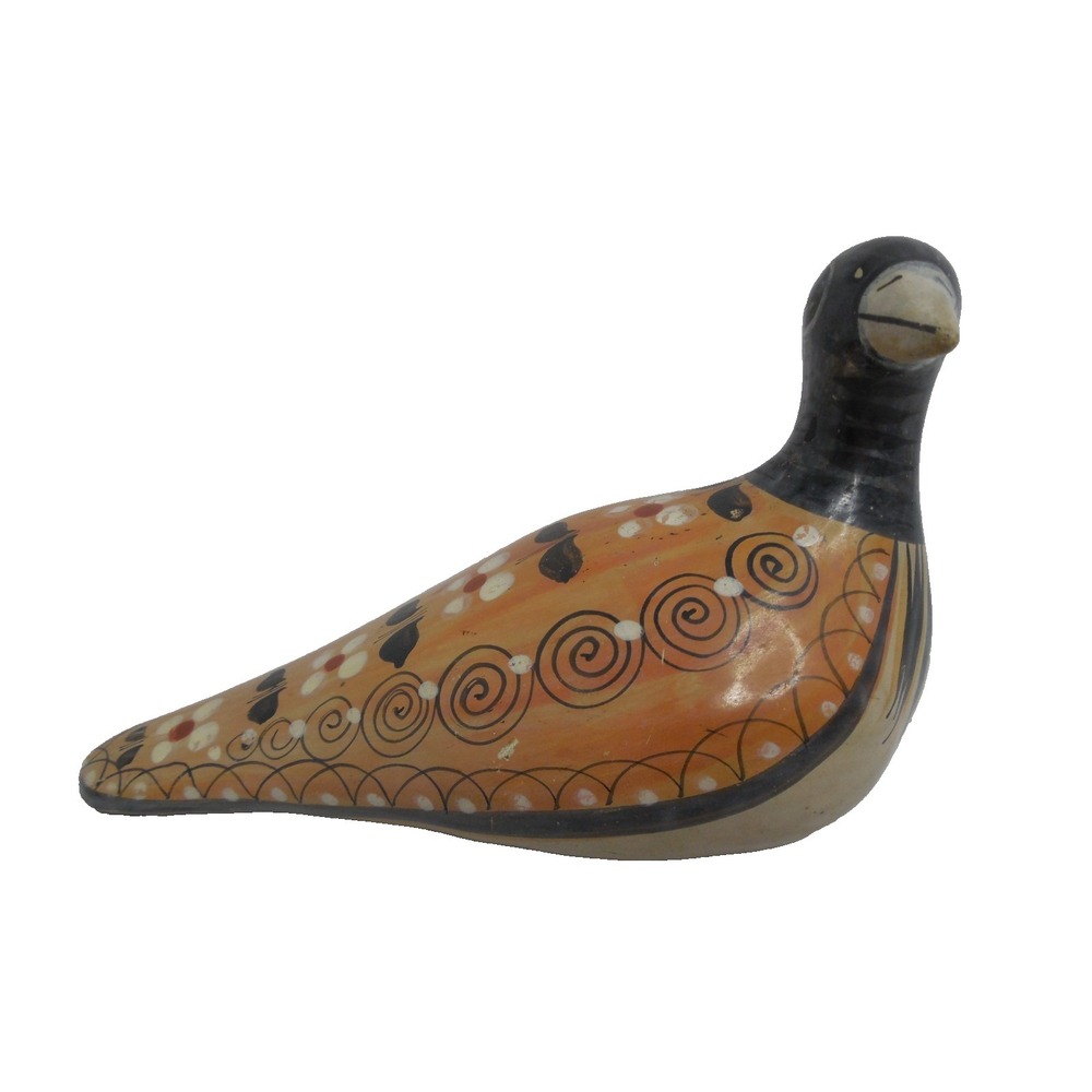 Vintage Tonala Jal Mexico Art Pottery Duck Figurine Sleek 4" Tall x 7" Long